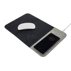 MOP 019, MOUSE PAD CARGADOR EXPERT Mouse pad con cargador inalámbrico de 10W. Incluye 3 LEDs indicadores de carga y cable auxiliar tipo C de 1m.