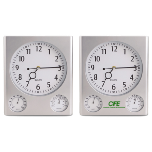 RJP006, Reloj cuadrado de pared, con medidor de humedad y temperatura. Utiliza una batería AAA (no incluida). Presentación: ccaja en color blanco.