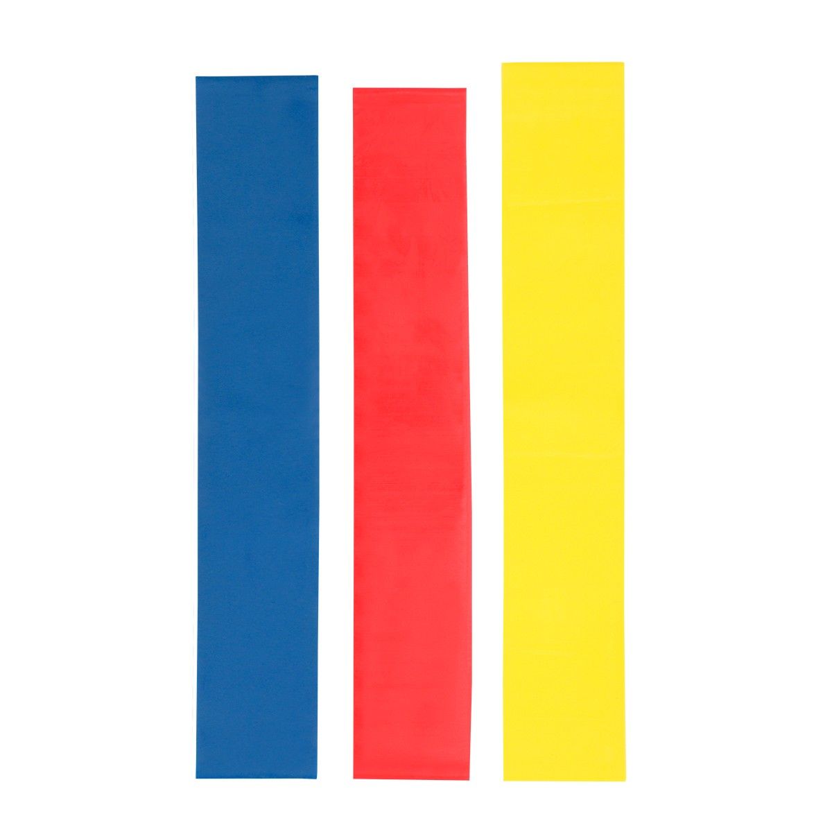 SPO 010, KIT DE BANDAS ELÁSTICAS. Set de 3 bandas elásticas con diferentes resistencias. Banda roja con resistencia alta, banda amarilla con resistencia media y banda azul con resistencia baja. Incluye bolsa con jareta.